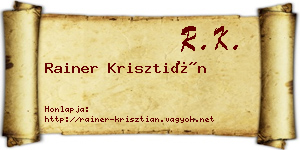 Rainer Krisztián névjegykártya